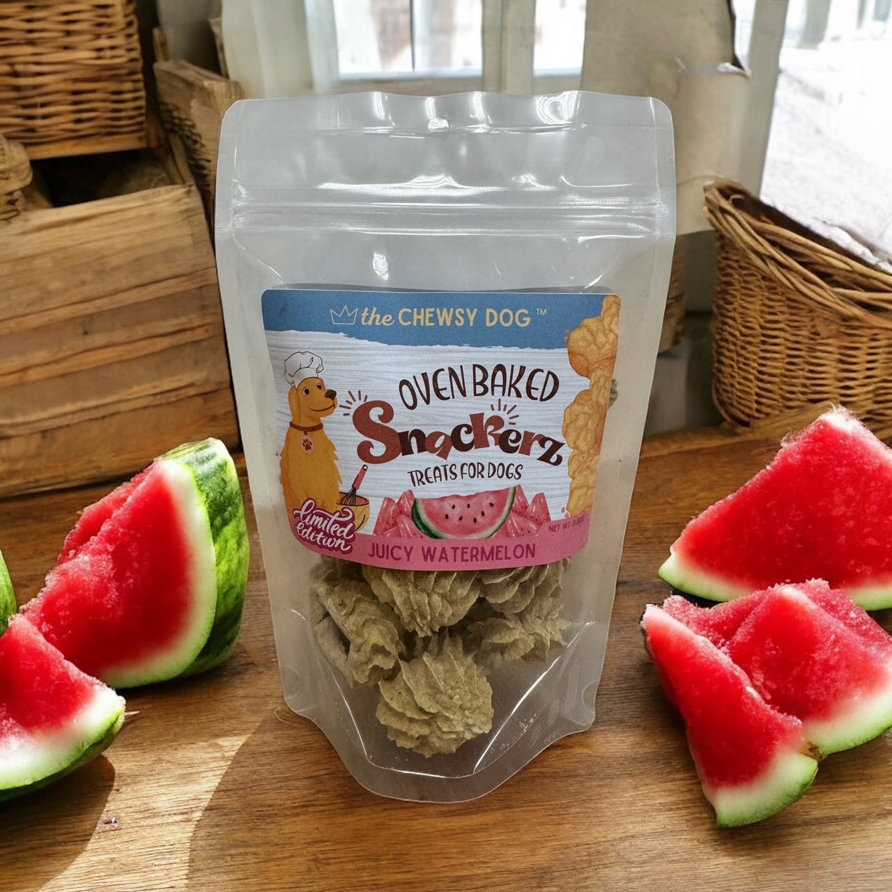 The Chewsy Dog Oven Baked Snackerz Juicy Watermelon Bag of