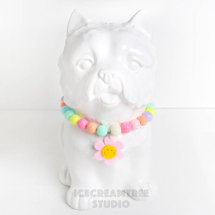 Icecreamtree Studio - Smile Daisy with Pastel Beads Pet Necklace & Mom Set