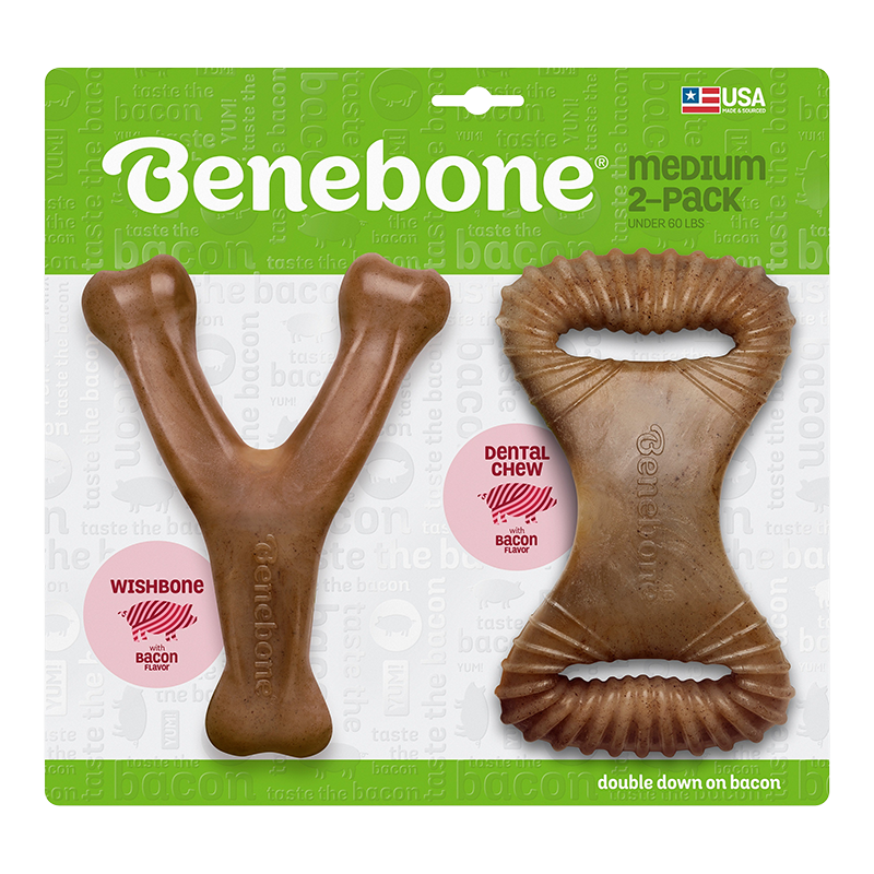 Benebone 2 Pack Dental Rocker/Wishbone Combo Bacon
