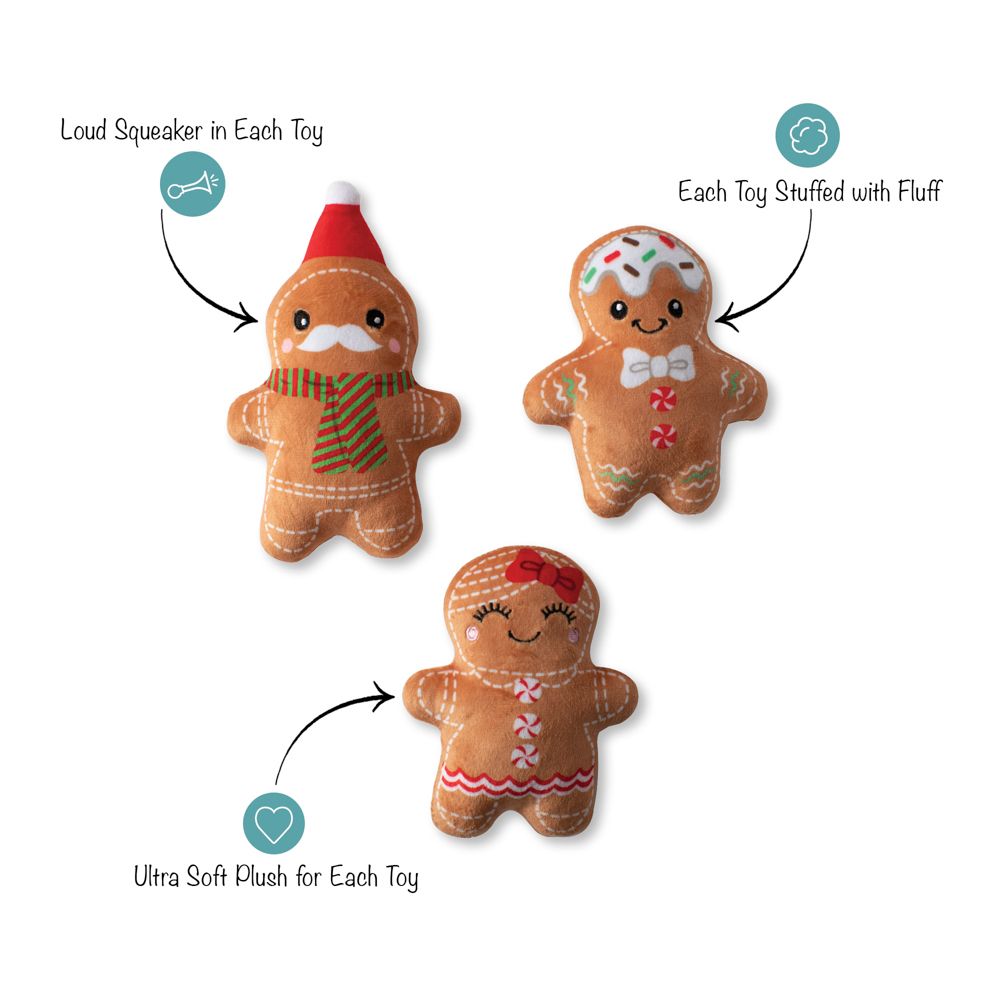 Fringe Holiday Gingerbread Everything Dog Toy 3pc Set