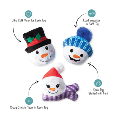 Fringe Holiday Snow Excited Dog Toy 3pc Set