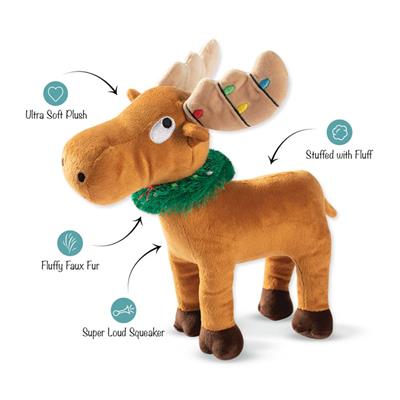 Fringe Holiday Merry Chrismoose Plush Dog Toy
