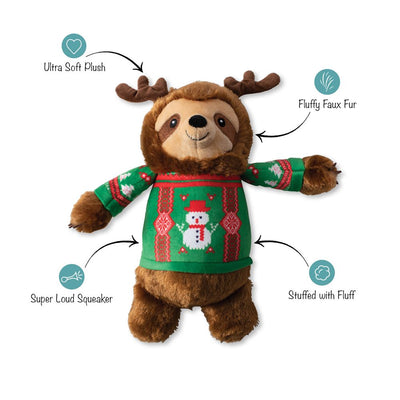 Fringe Holiday Feeling Festive Sloth Dog Toy