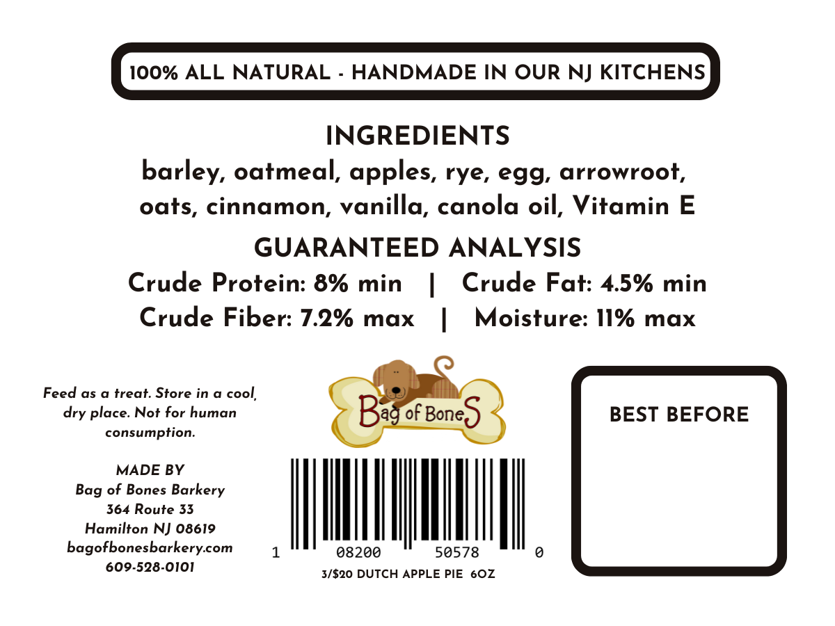 3/$20 Dog Treats Fall 2025 - Dutch Apple Pie