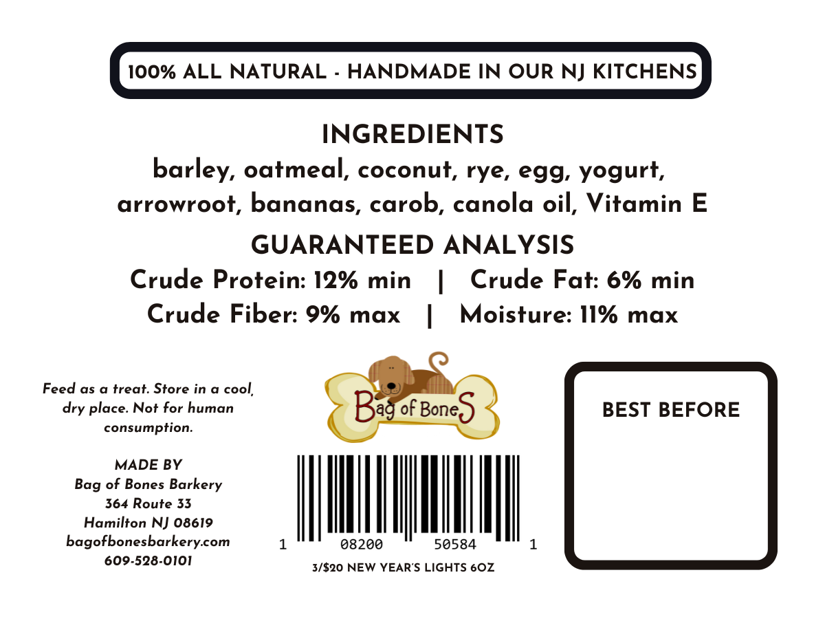 3/$20 Dog Treats Xmas 2025 - New Year's Lights