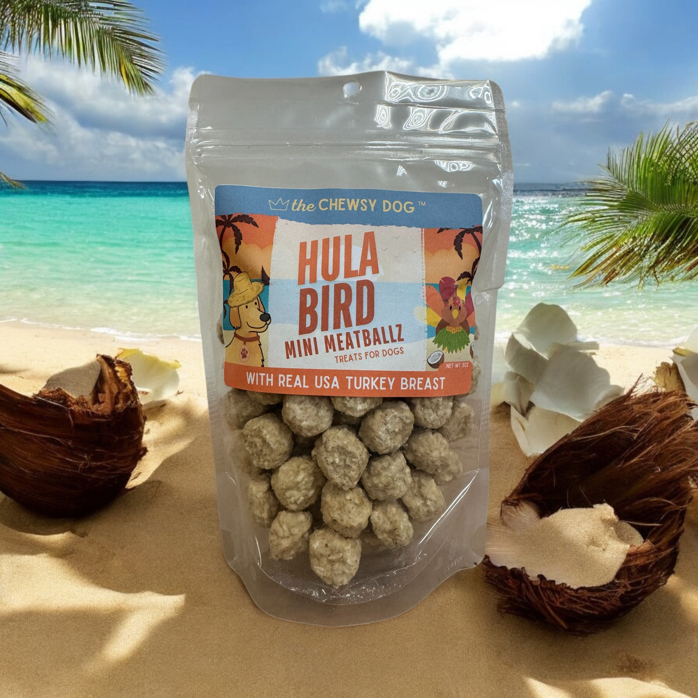 The Chewsy Dog Mini Meatballz - Hula Bird (Turkey & Coconut)