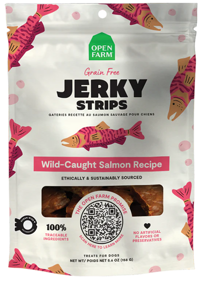Open Farm GF Jerky Strips Dog Treats - Salmon