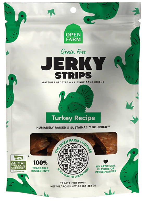 Open Farm GF Jerky Strips Dog Treats - Turkey
