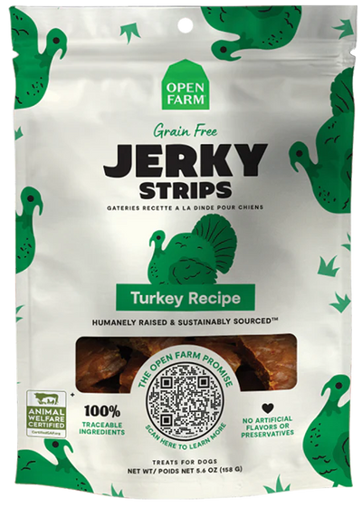 Open Farm GF Jerky Strips Dog Treats - Turkey