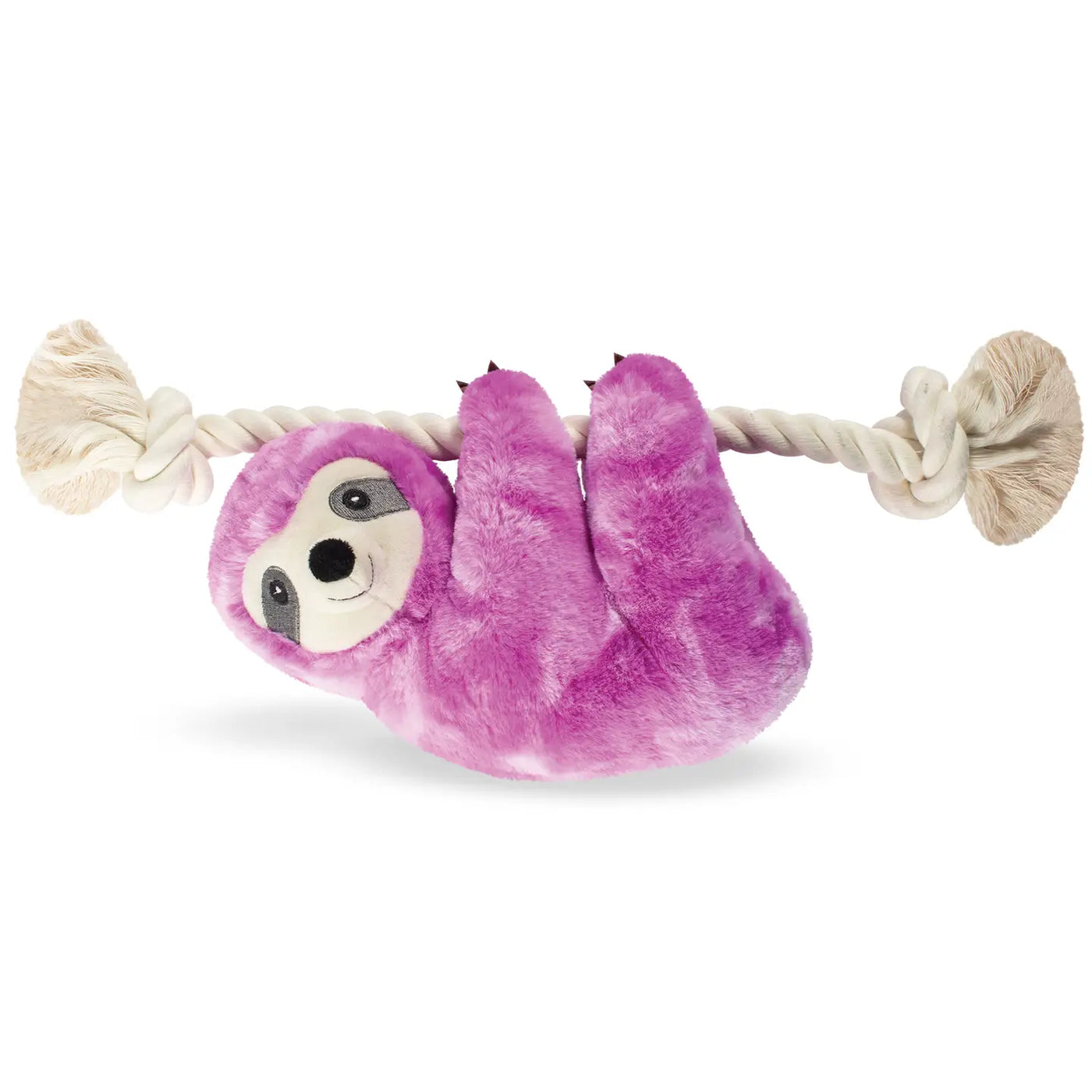 Fringe Plush Dog Toy - Purple Sloth On A Rope