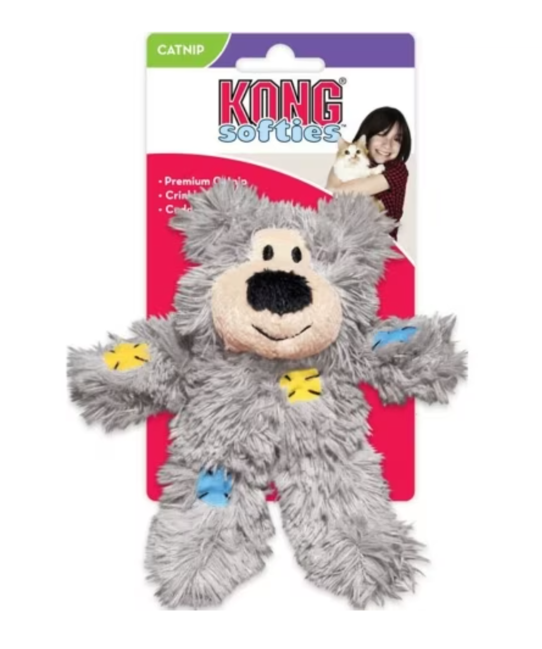 Kong Softies Patchwork Bear Cat Toy (Assorted)
