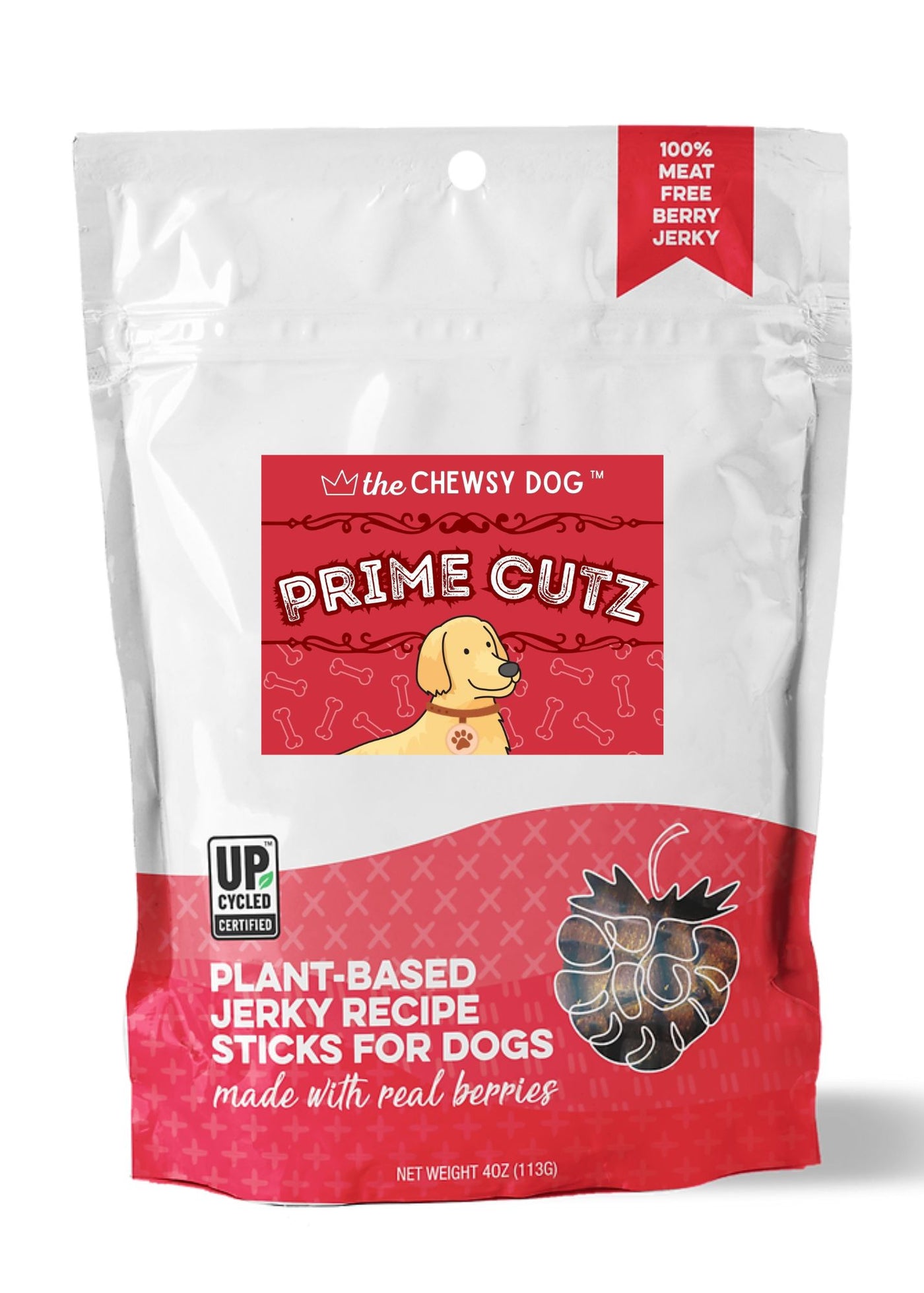 The Chewsy Dog Prime Cutz Plant Based Berry Jerky Sticks