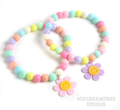 Icecreamtree Studio - Smile Daisy with Pastel Beads Pet Necklace & Mom Set