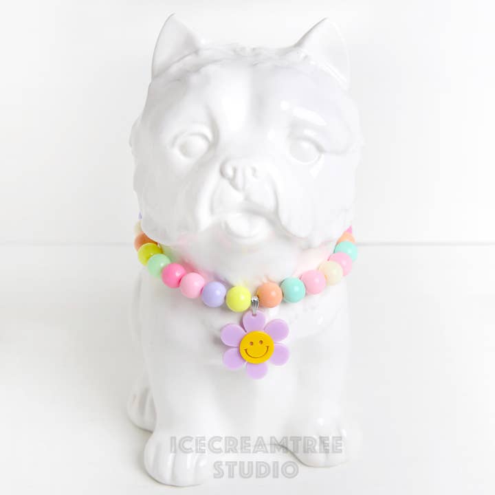 Icecreamtree Studio - Smile Daisy with Pastel Beads Pet Necklace & Mom Set