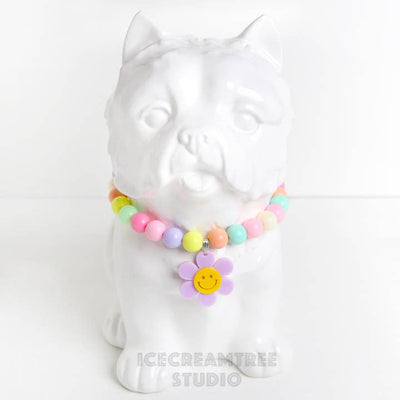 Icecreamtree Studio - Smile Daisy with Pastel Beads Pet Necklace & Mom Set