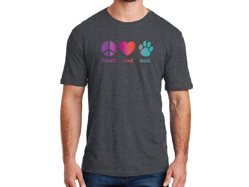 Dog Speak Peace Love Dog T-Shirt - Heathered Brown *