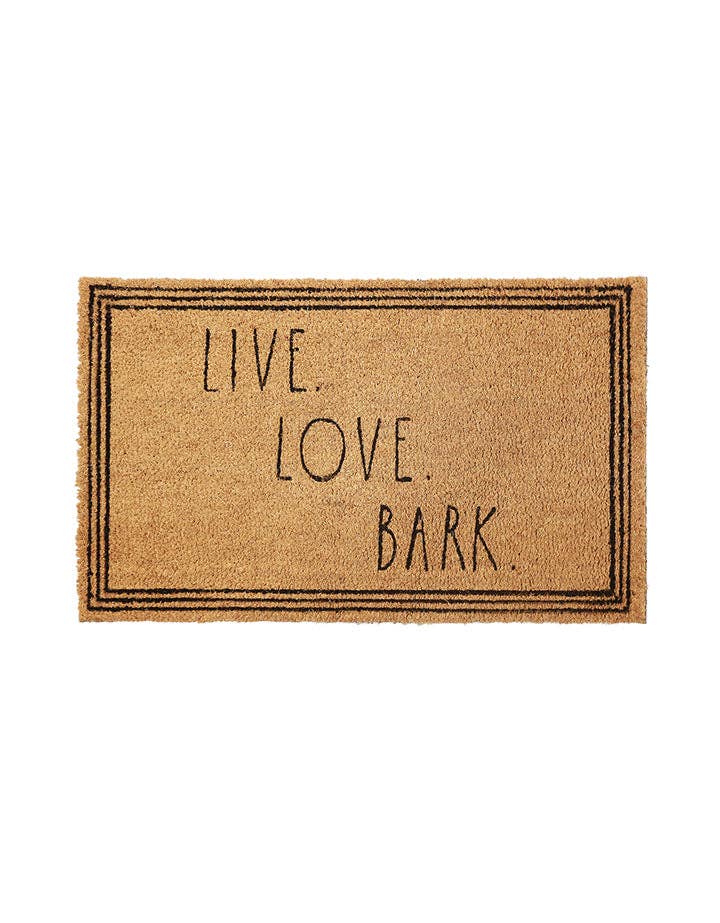 DesignStyles Home - Rae Dunn “Live, Love, Bark” Dog-Themed Light Brown Door Mat