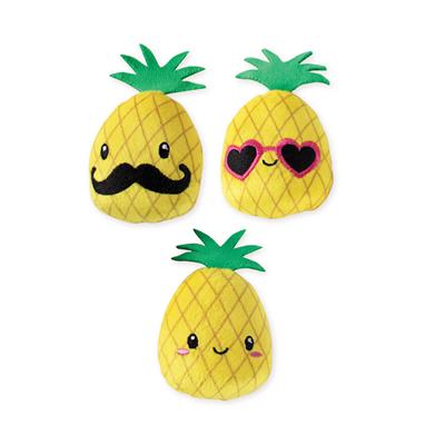 Fringe 3 Piece Plush Dog Toy Set - Happy Pineapples