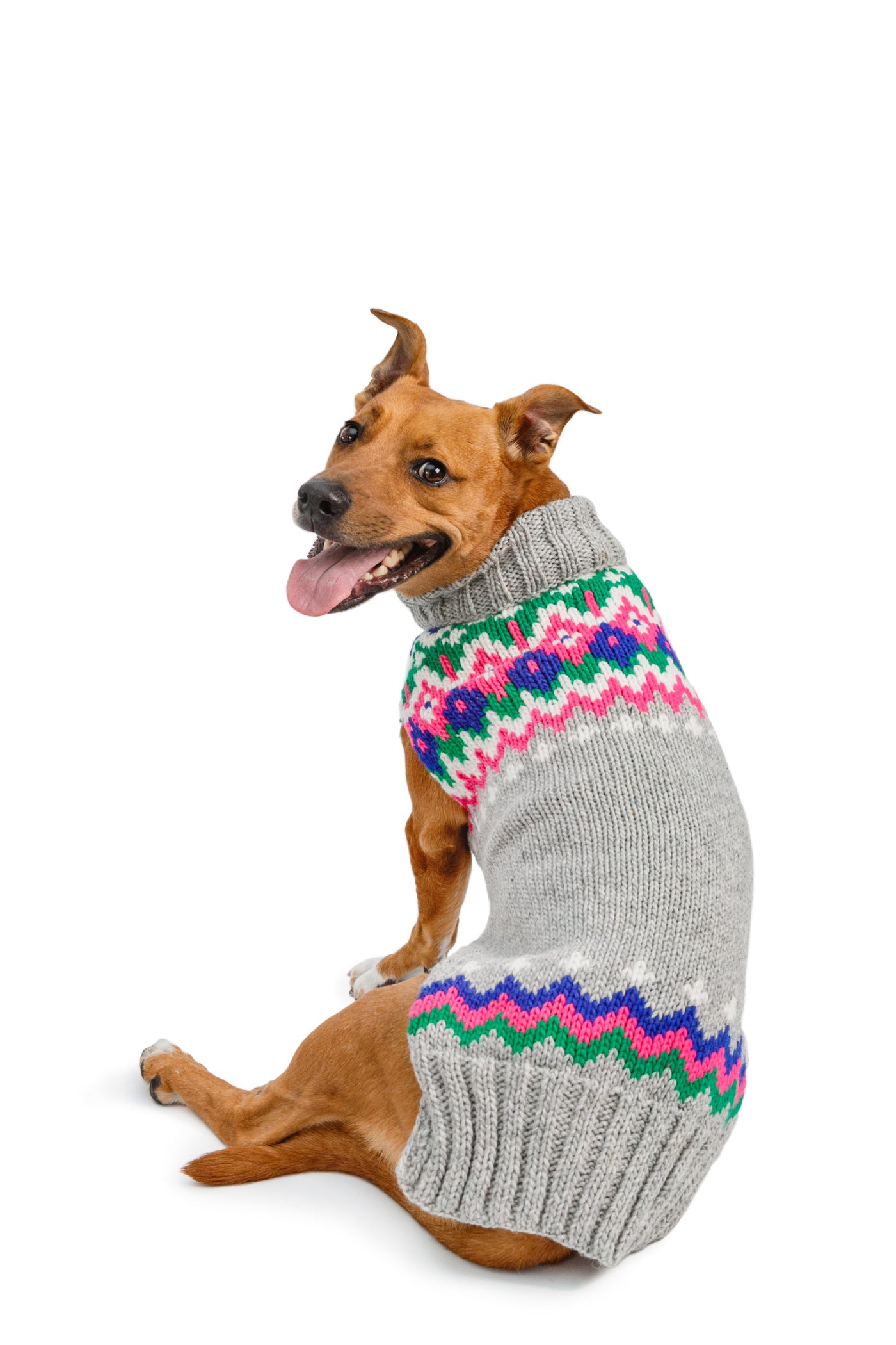 Chilly Dog Light Grey Fairisle Sweater *