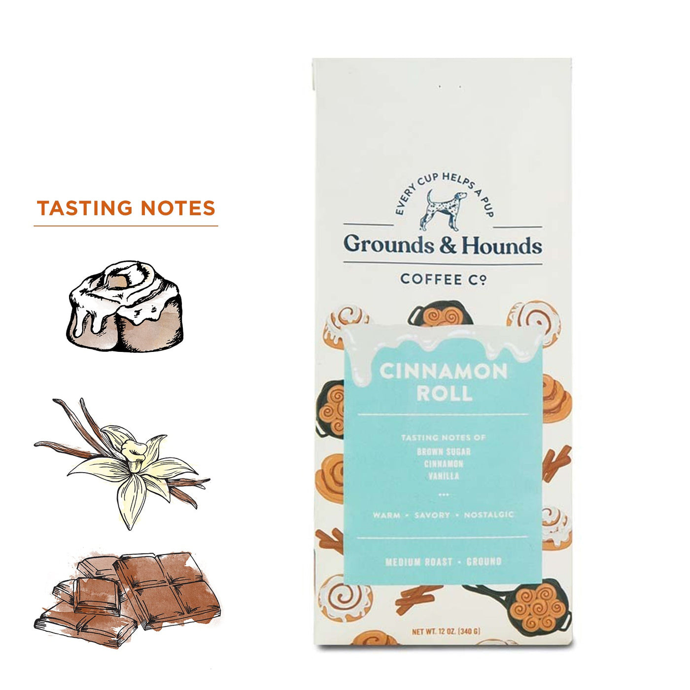 Grounds & Hounds Ground Coffee - Cinnamon Roll Blend *
