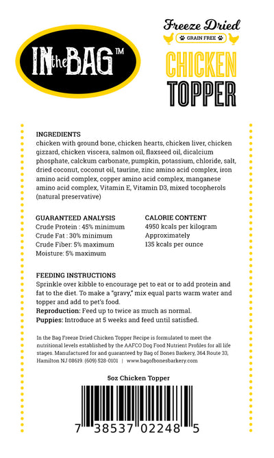 In the Bag Freeze Dried Topper - Chicken *