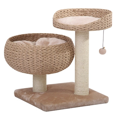 PetPals Catry Cozy Bowls Tree w/Scratching Posts *