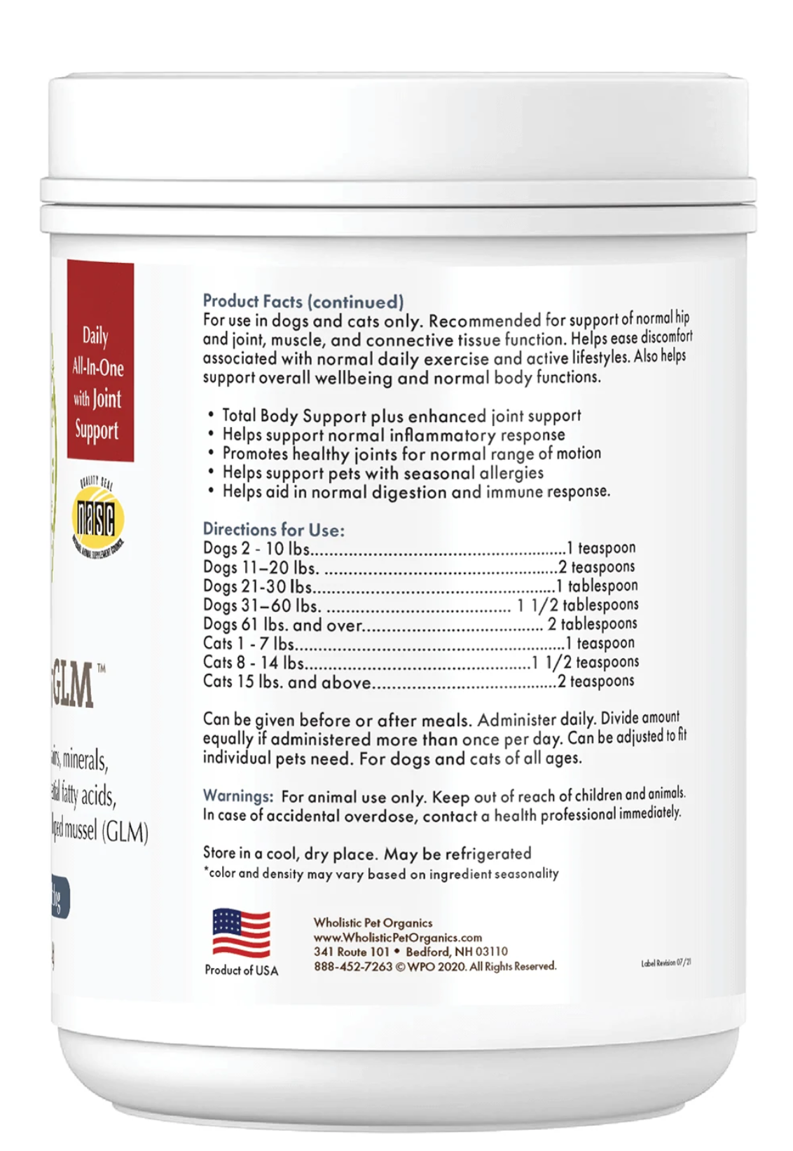 Wholistic Pet Canine Complete Joint Mobility with Green Lipped Mussels *