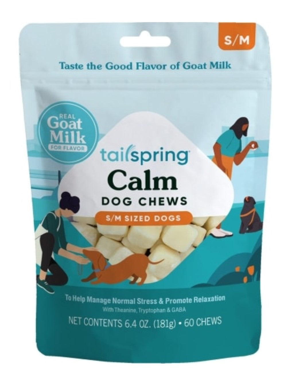 Tailspring Goat Milk Chews for Dogs - Calming SM/MD Breed 60ct *