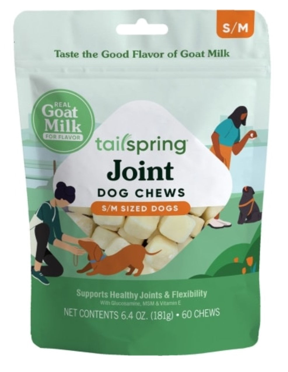 Tailspring Goat Milk Chews for Dogs - Hip/Joint SM/MD Breed 60ct *