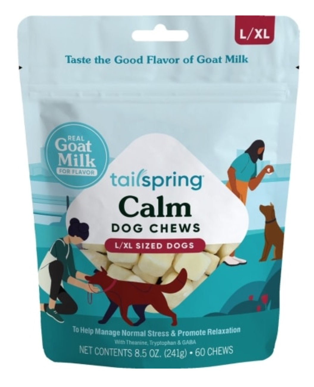 Tailspring Goat Milk Chews for Dogs - Calming LG/XL Breed 60ct *