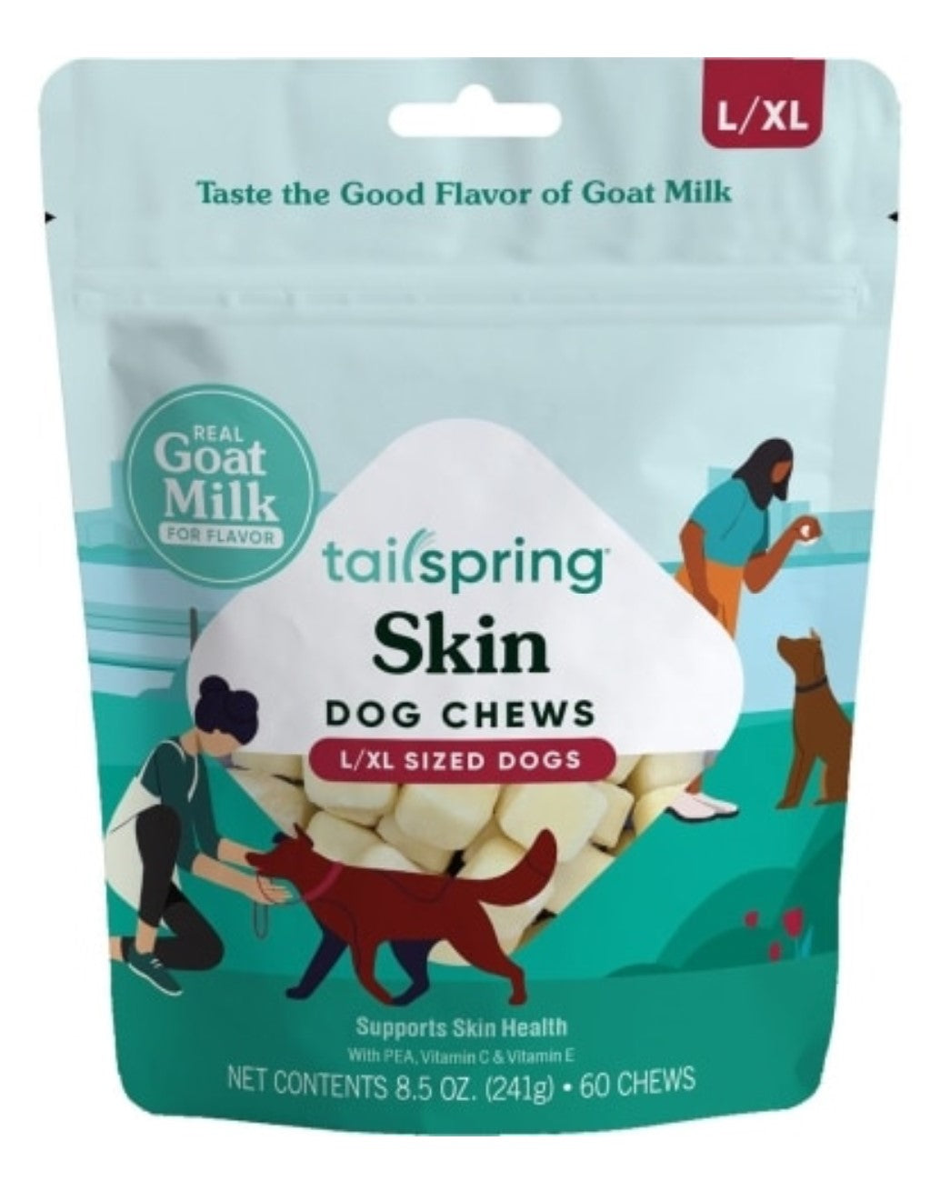 Tailspring Goat Milk Chews for Dogs - Skin/Coat LG/XL Breed 60ct *