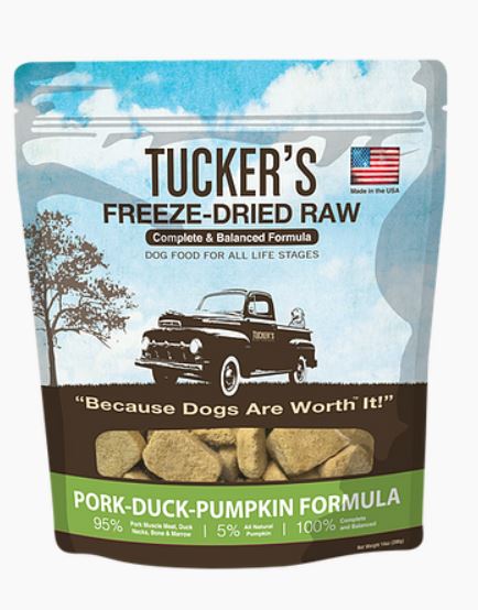 Tucker's Freeze Dried Raw Dog Food - Pork, Duck & Pumpkin *