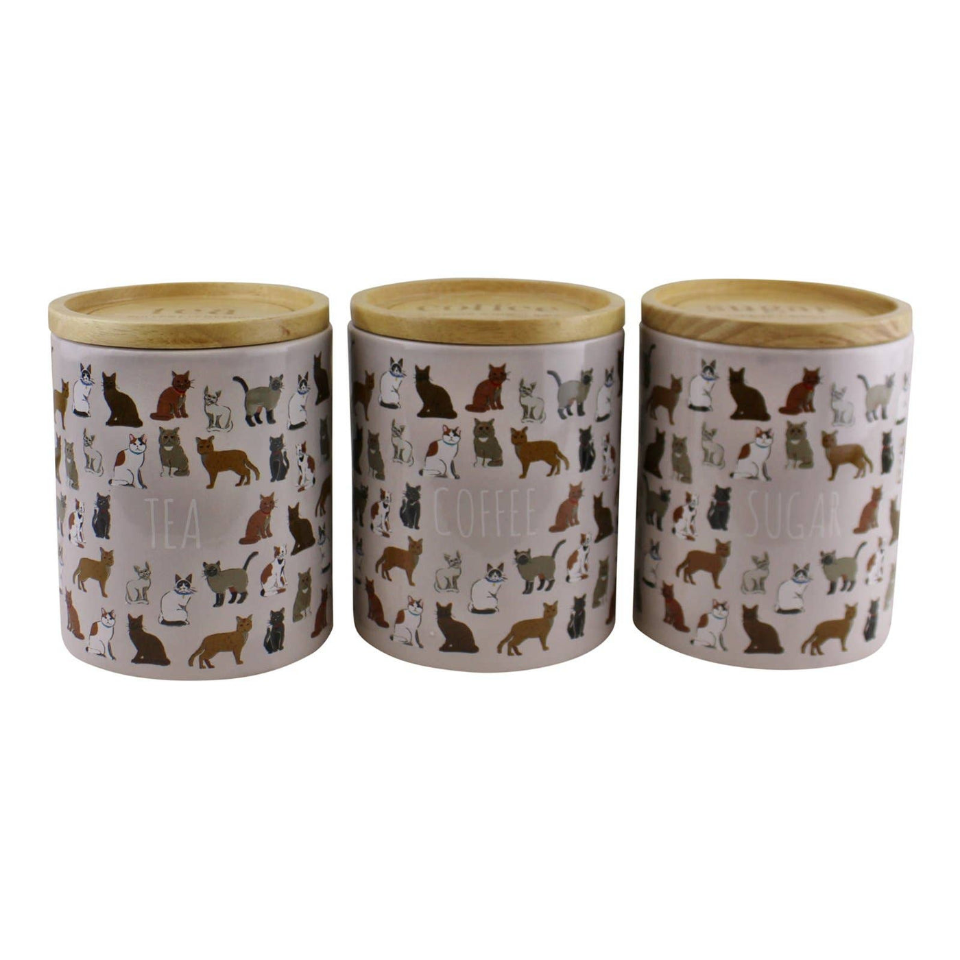 Geko Products Ceramic Cat Design Tea,Coffee & Sugar Canisters