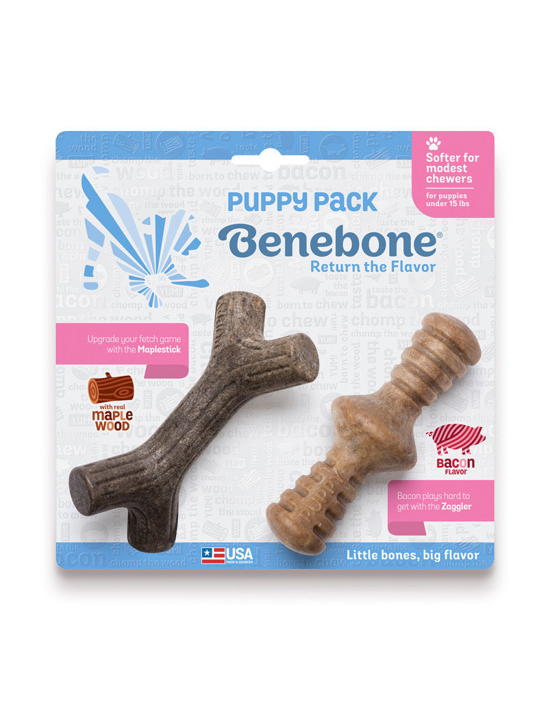 Benebone Tiny Puppy 2 Pack MapleStick/Zaggler Bacon *